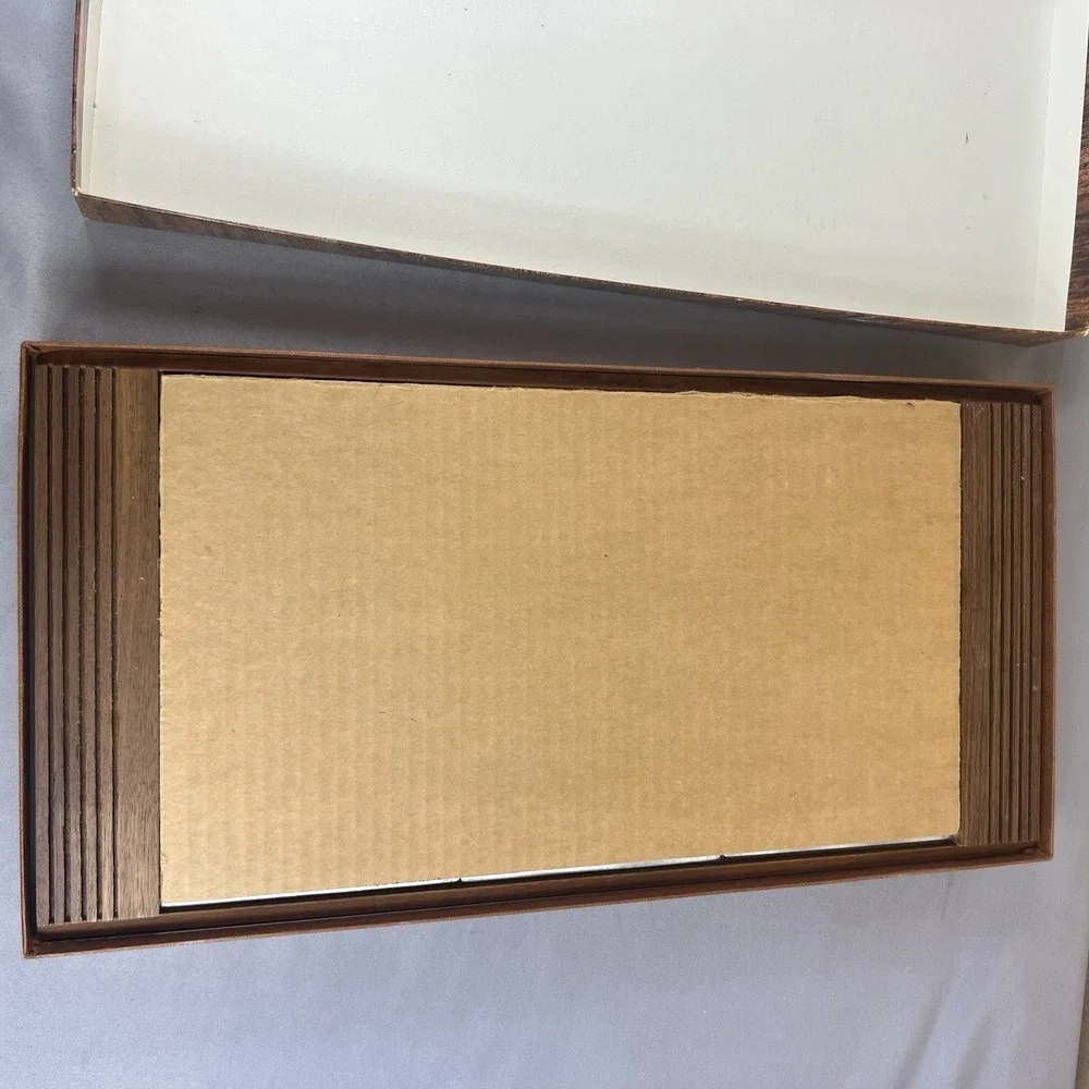 Vintage Foley Flair 3 Tray Server Solid Walnut Stainless Steel w/ Original Box